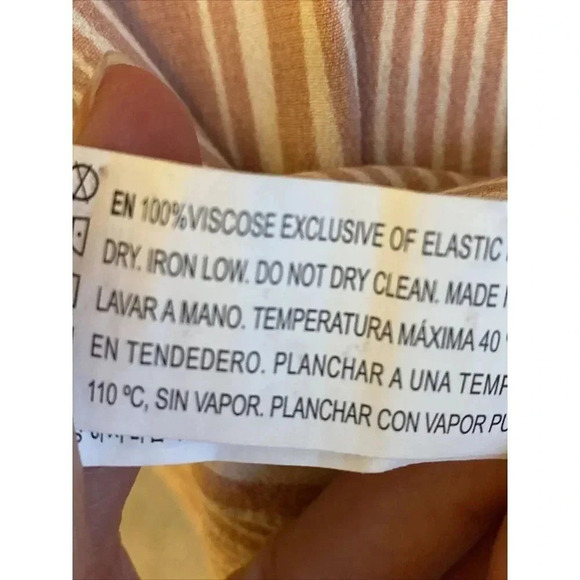 FOREVER 21 Off The Shoulder Pink Striped Sundress Belt Women's Size M Swiftie - Picture 6 of 7